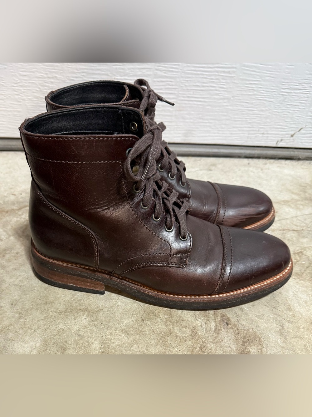 Thursday Boot Company - Men's Captain, Brown Leather Lace-Up Cap-Toe Boots
